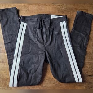 Rag & Bone 50% Modal Black Skinny Jean Pants with White Side Stripes